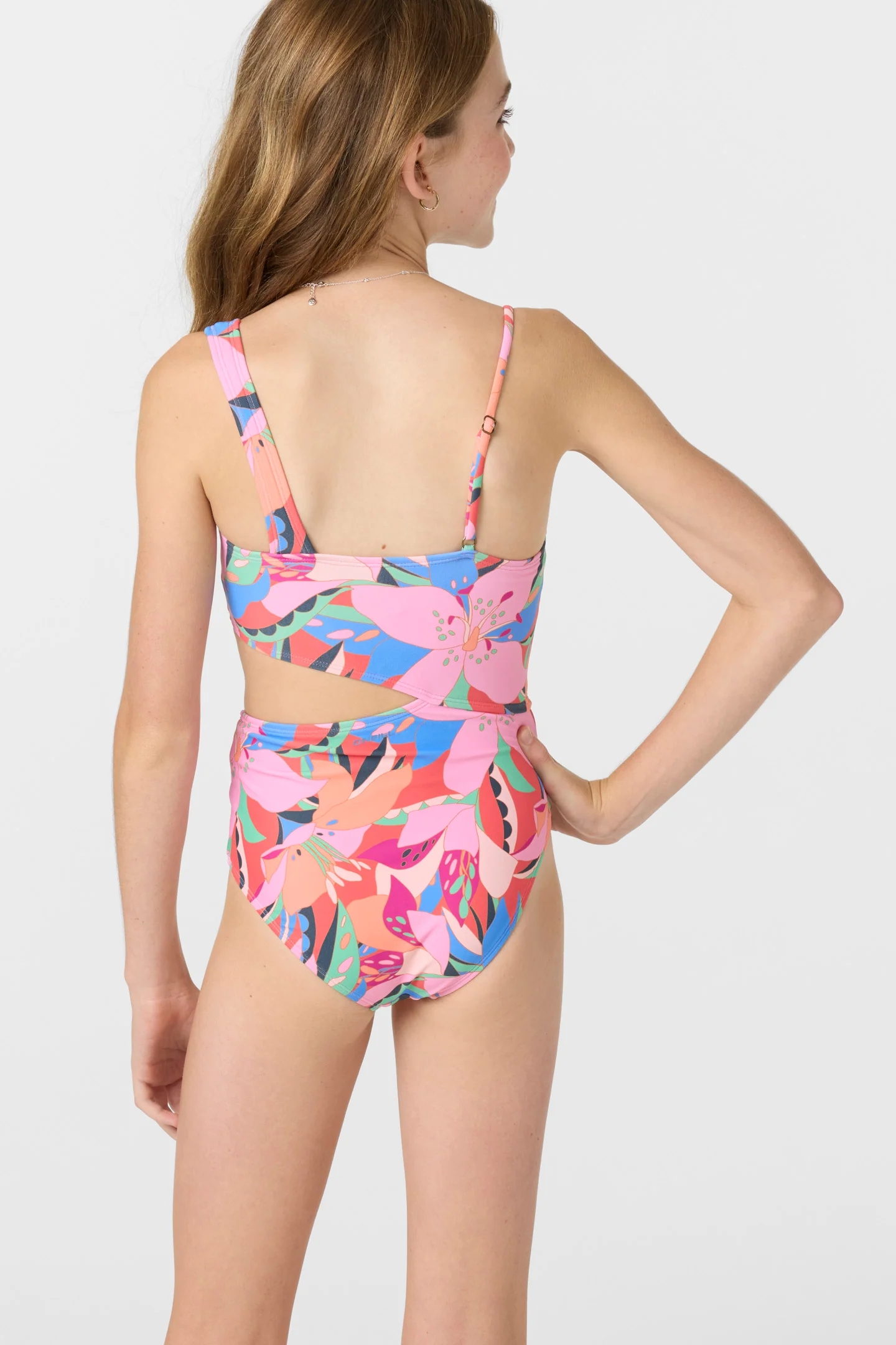 Girl's Cabana Floral Asymmetrical One-Piece - Image 2