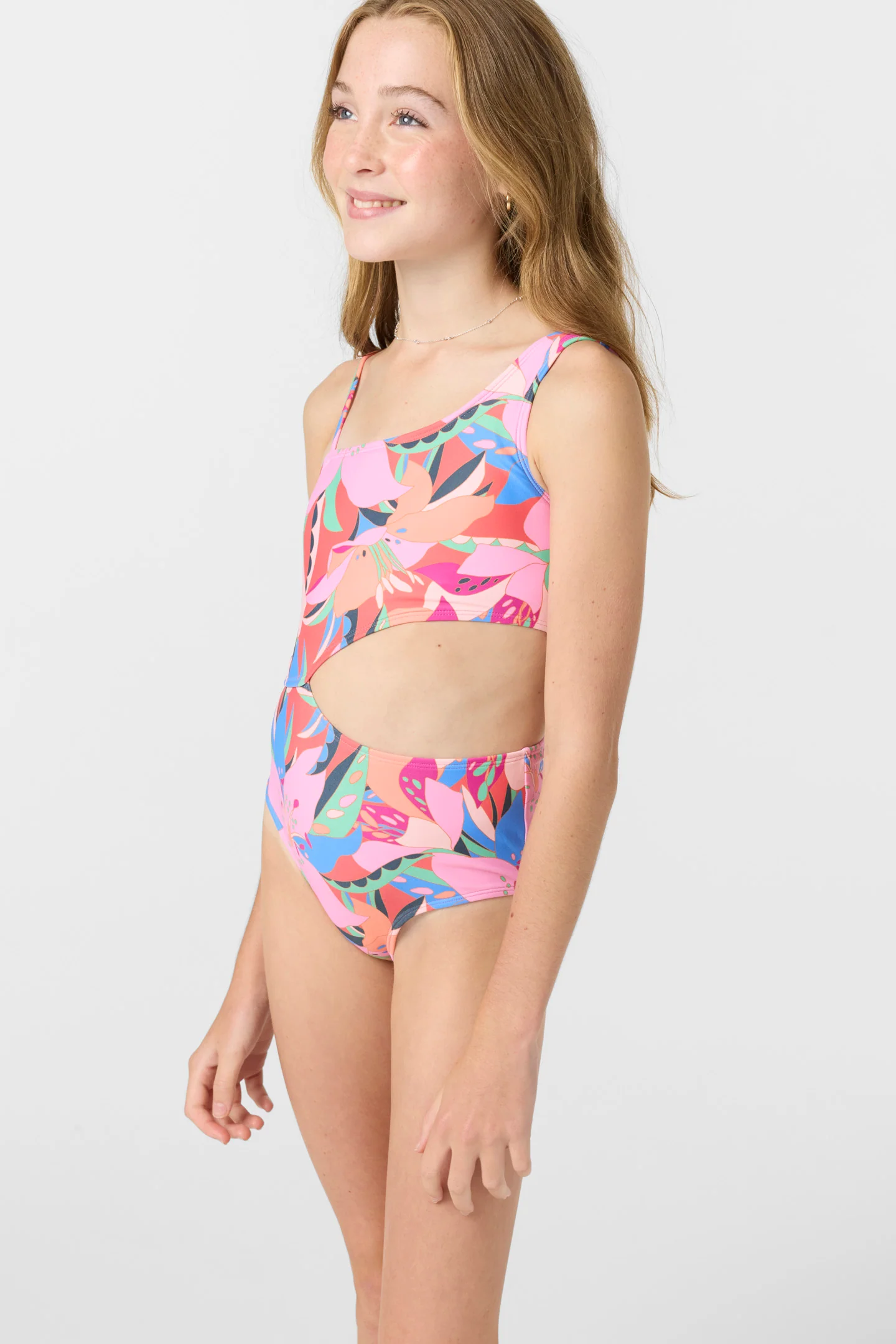 Girl's Cabana Floral Asymmetrical One-Piece - Image 5