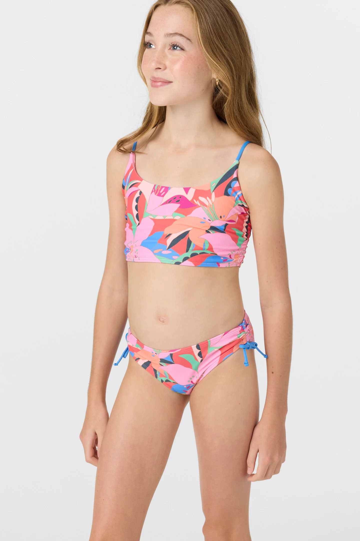 Girl's Cabana Floral Ruched Bralette Top Set - Image 4
