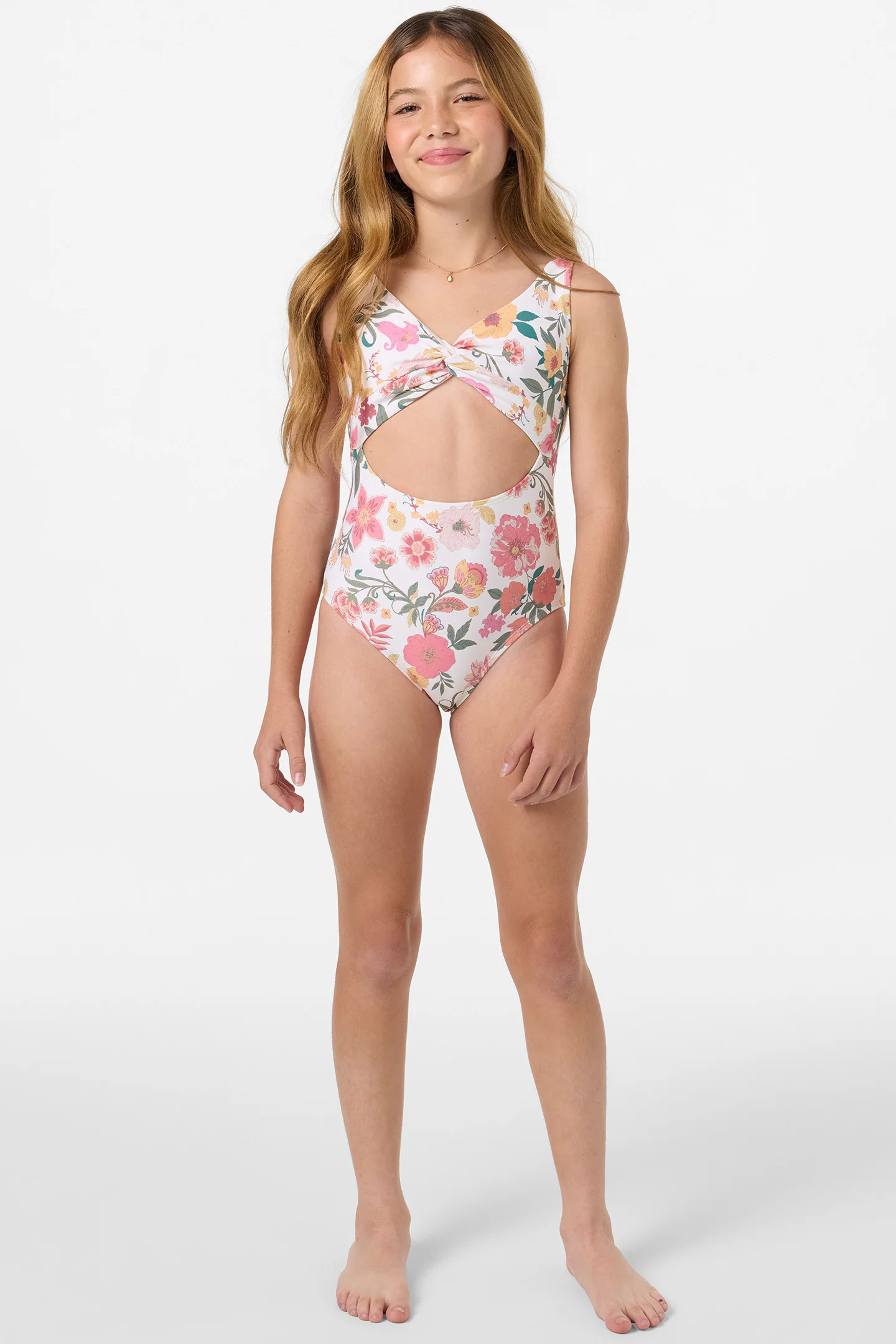 Girl's Camellia Floral Twisted One-Piece - Image 3