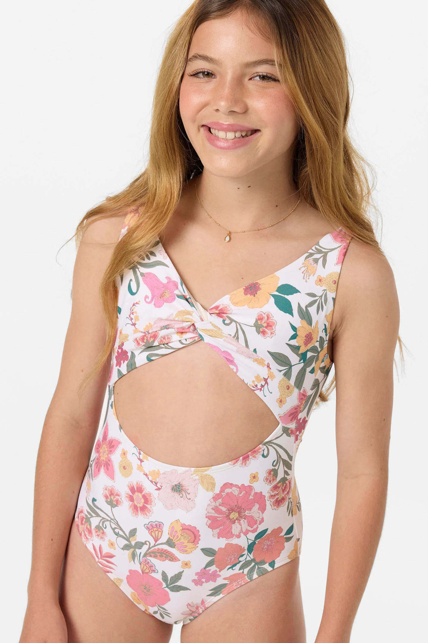 Girl's Camellia Floral Twisted One-Piece - Image 4