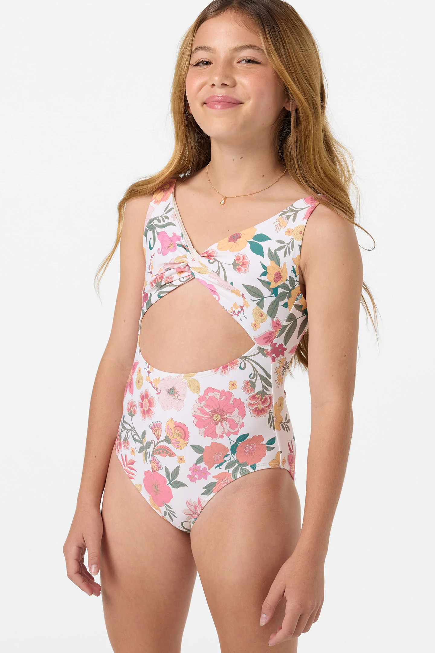 Girl's Camellia Floral Twisted One-Piece - Image 5
