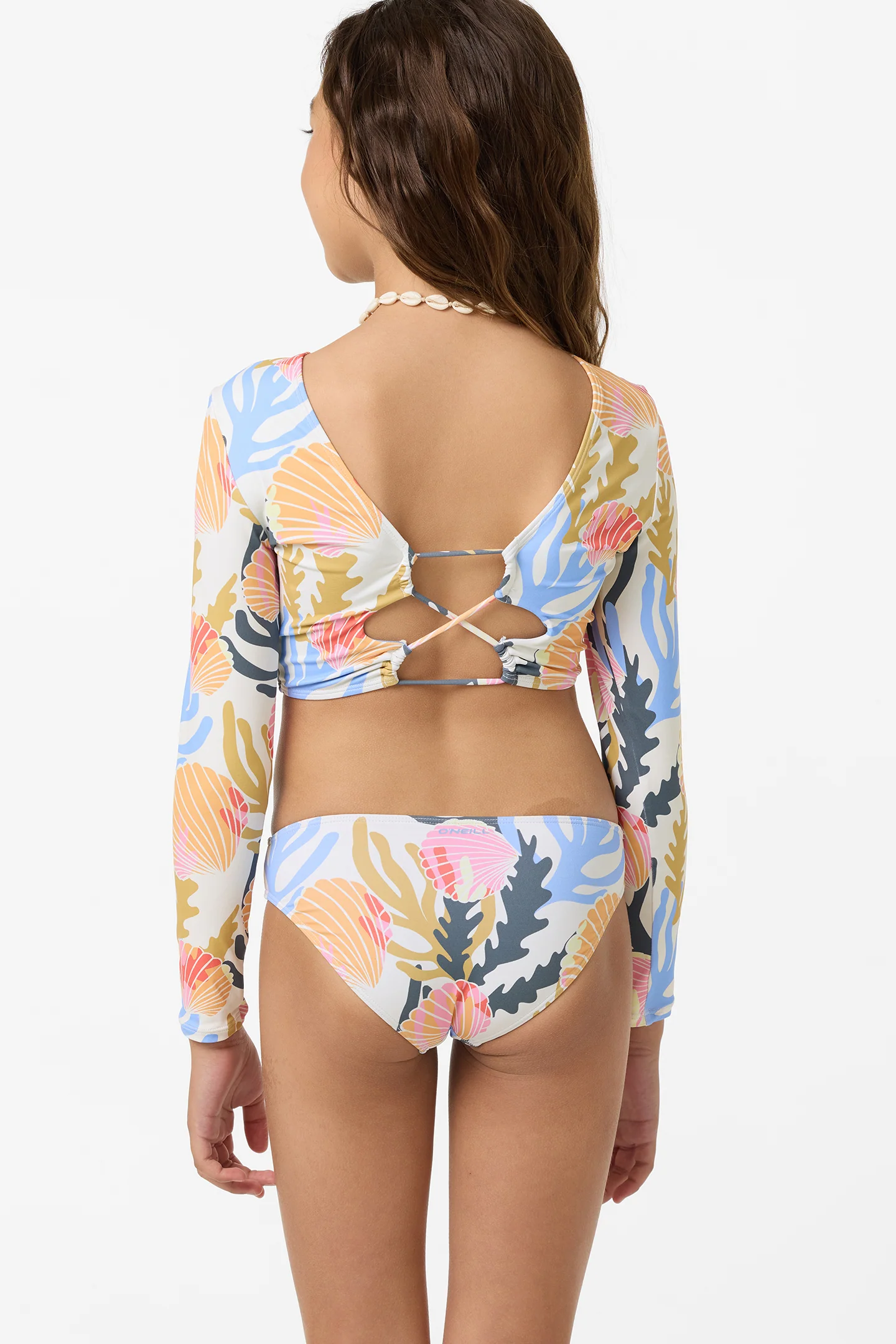 Girl's Cora Geo Long Sleeve Crop Swim Set - Image 2