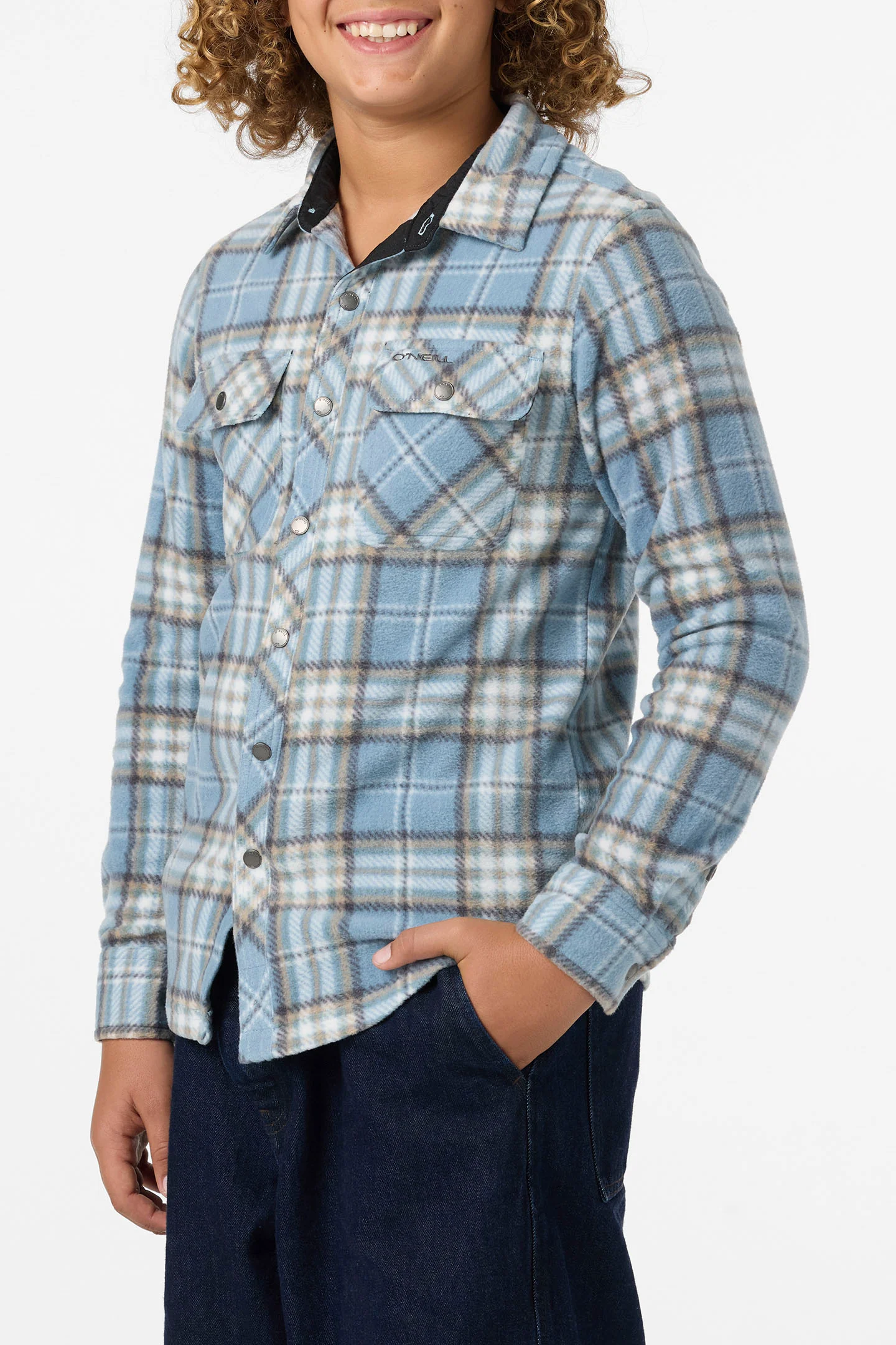 Boy's Glacier Plaid Superfleece Long Sleeve Shirt - Image 3