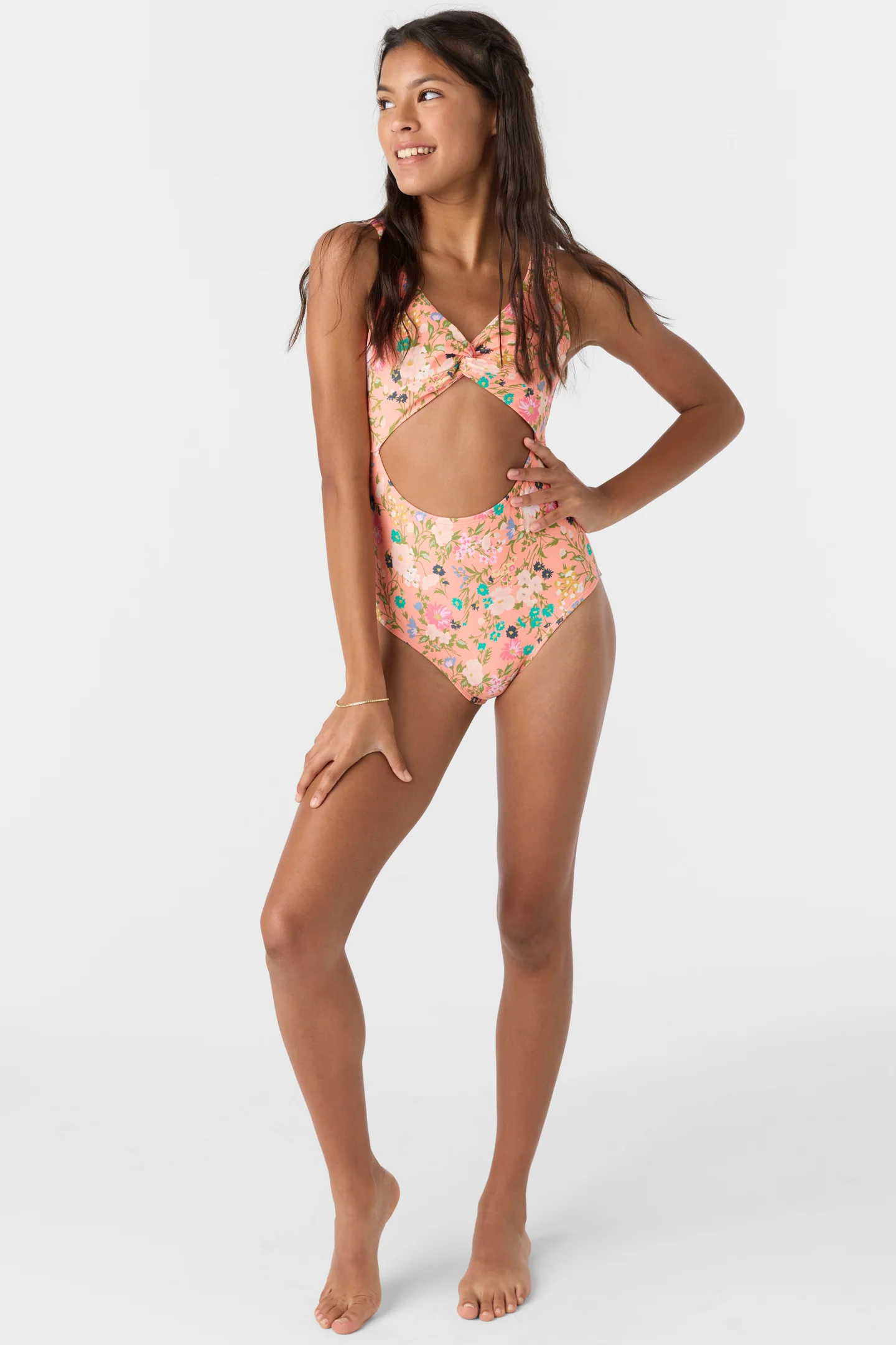 Girl's Kelly Floral Twisted One-Piece - Image 6