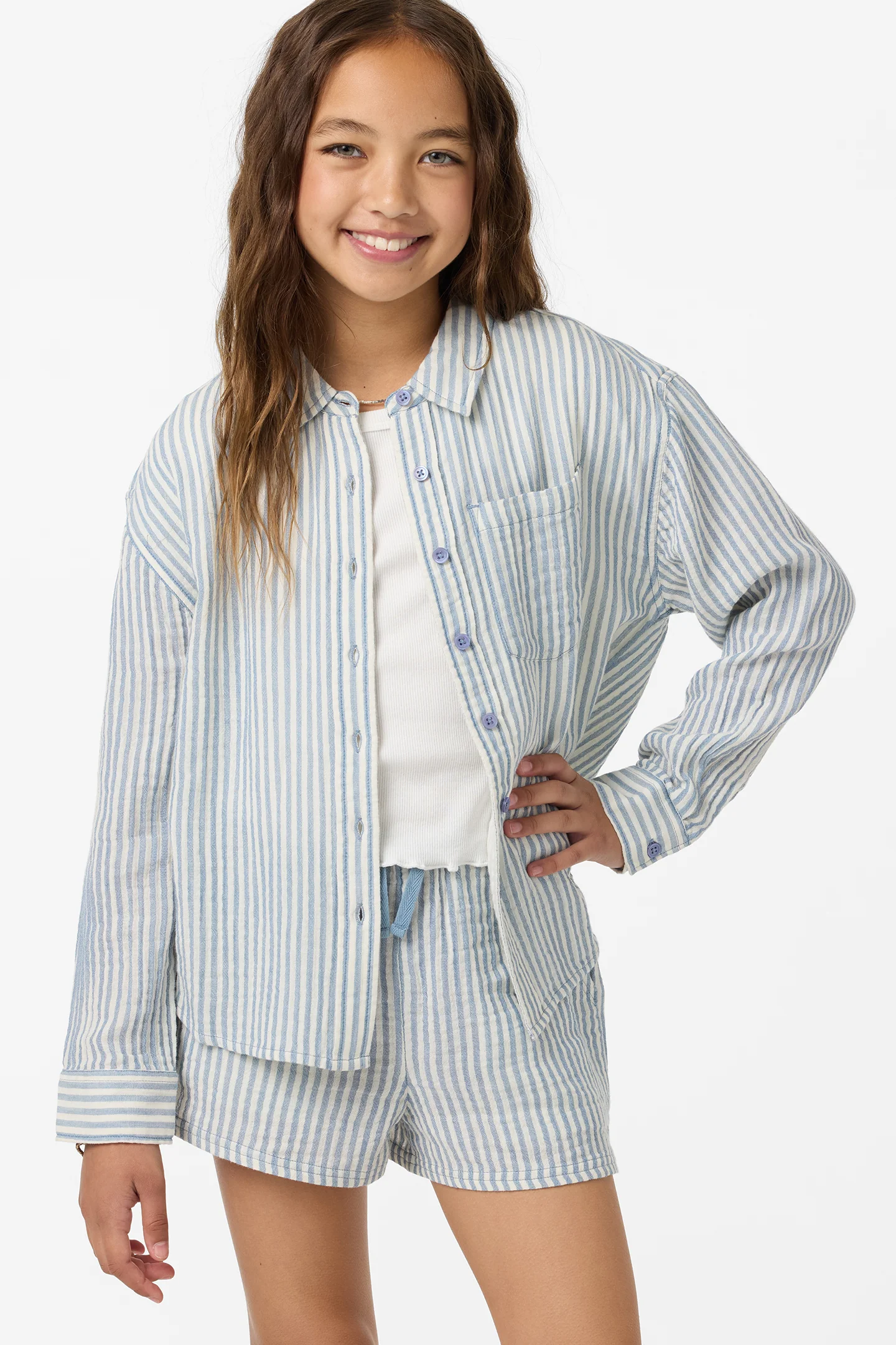 Girl's Leni Stripe Relaxed Long Sleeve Top