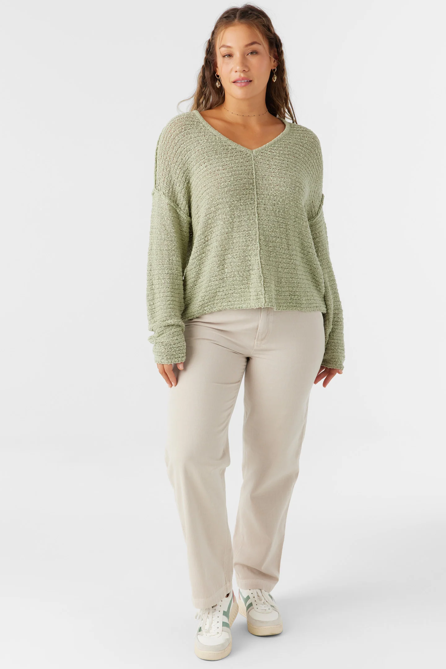 Marina Cotton Slub V-Neck Sweater - Image 3