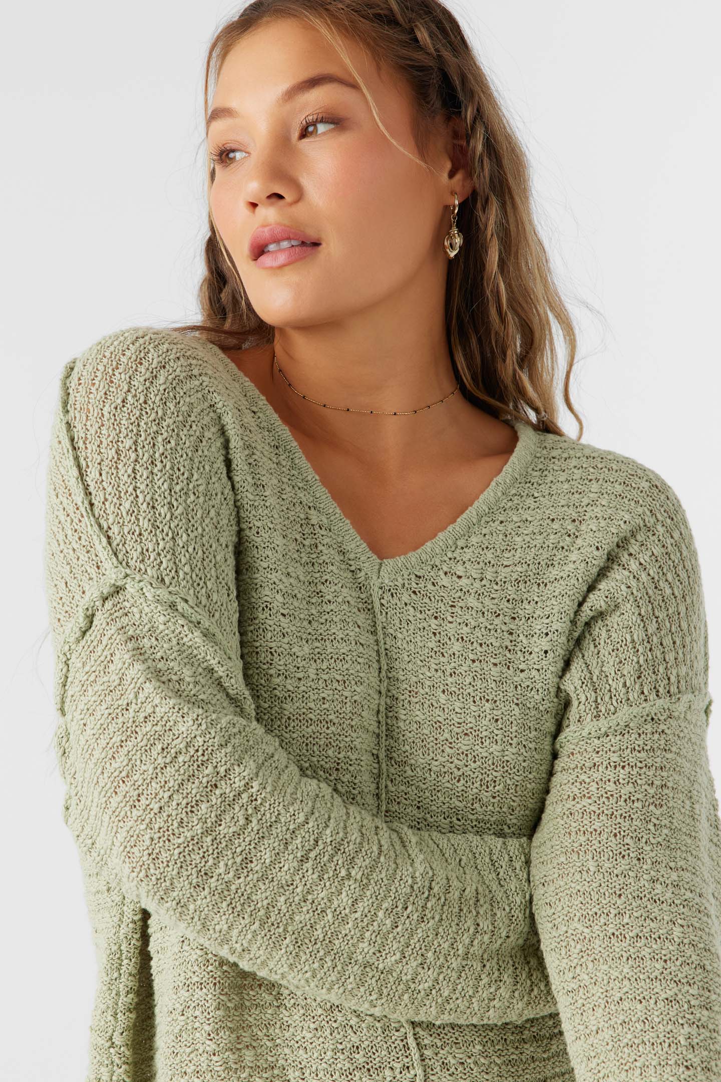 Marina Cotton Slub V-Neck Sweater - Image 4