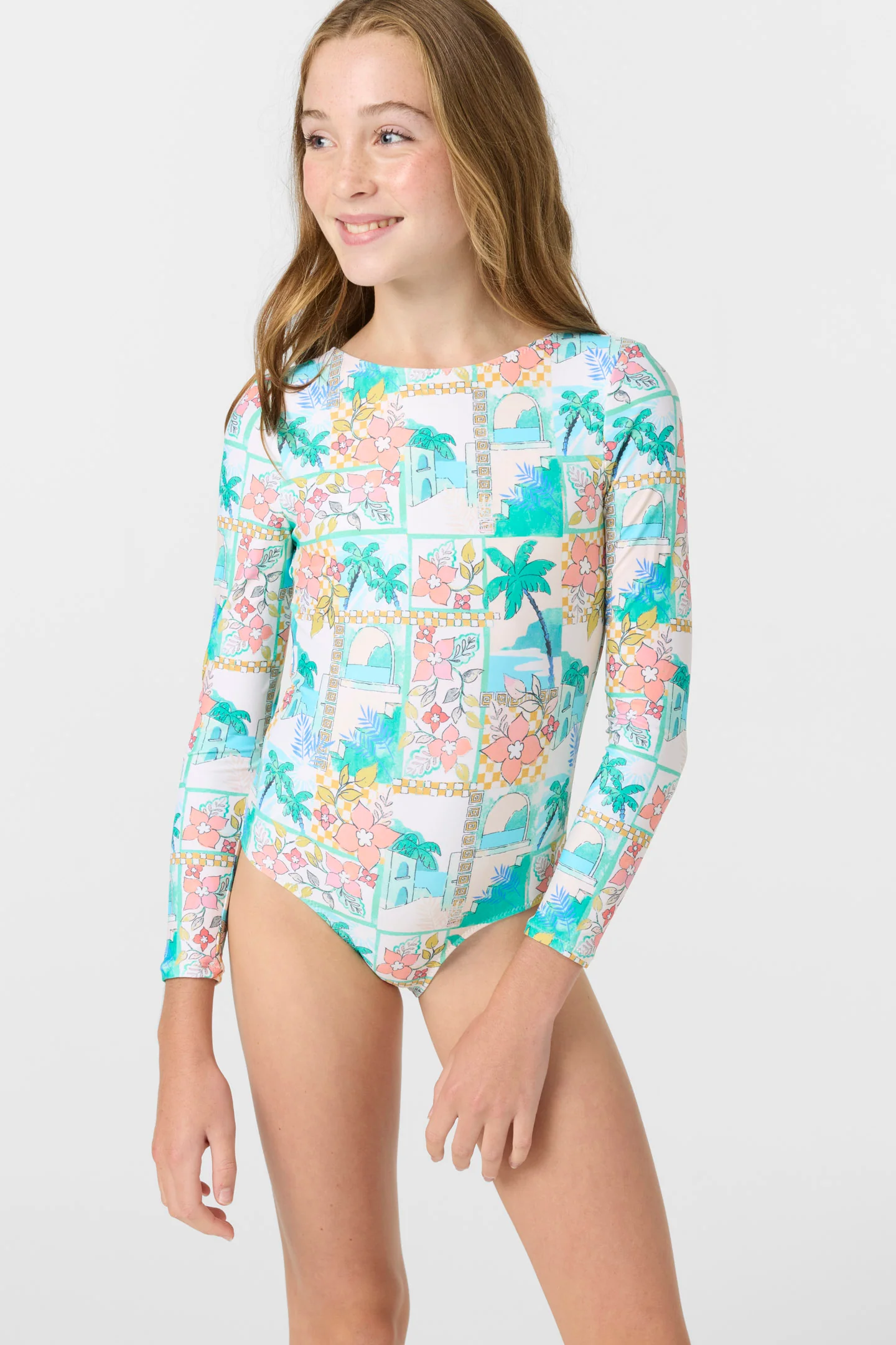 Girl's Maritime Twist Back Surf Suit - Image 6