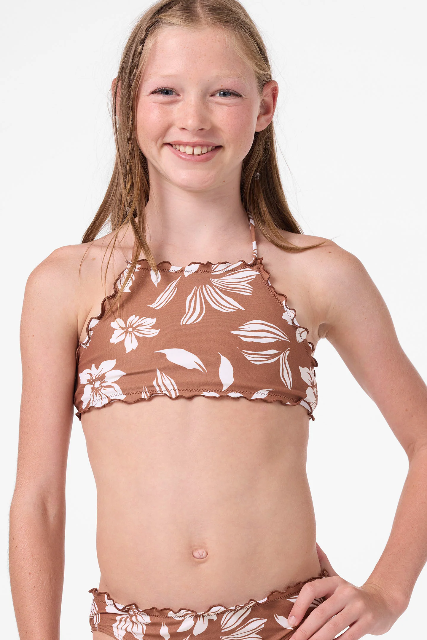 Girl's Nomad Floral Ruffle Edge High Neck Set - Image 4