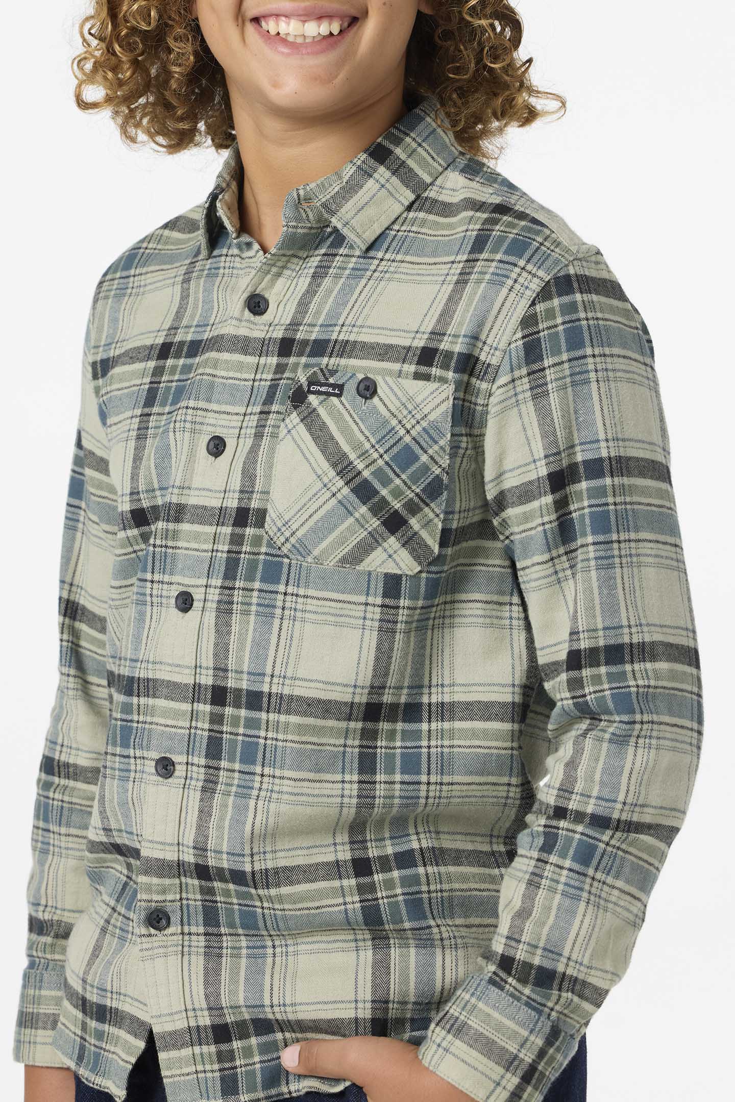 Boy's Redmond Plaid Flannel Long Sleeve Shirt - Image 3