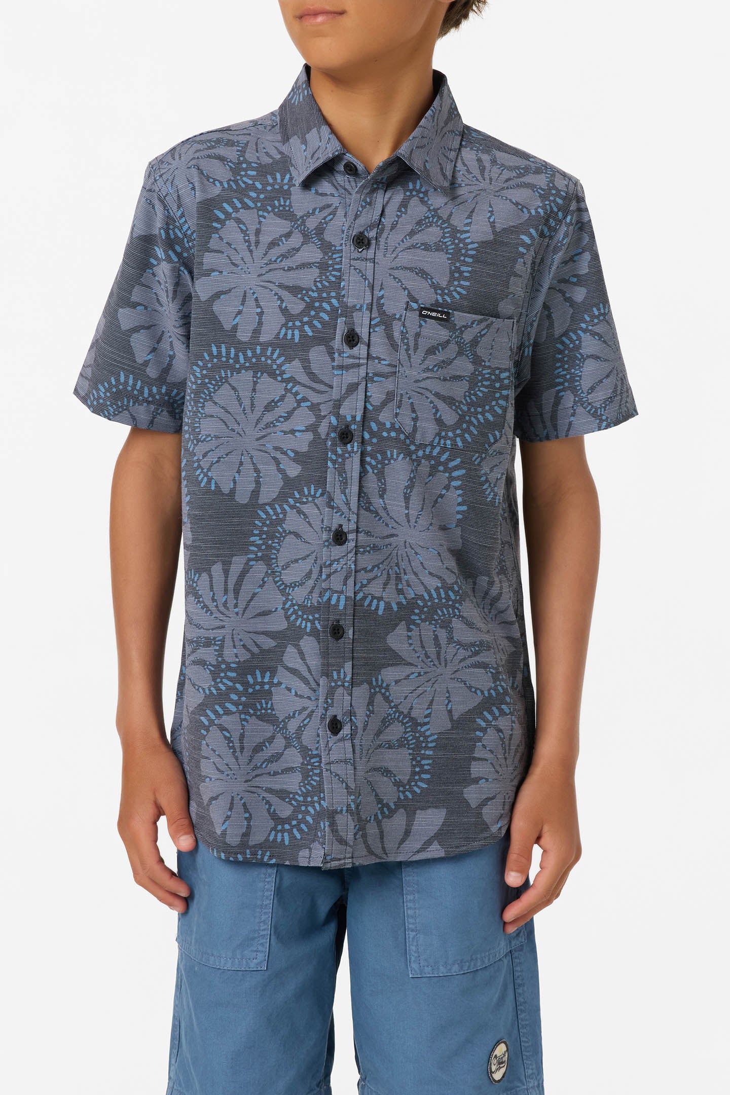 Boy's UPF Slub Standard Woven Shirt Button - Image 2