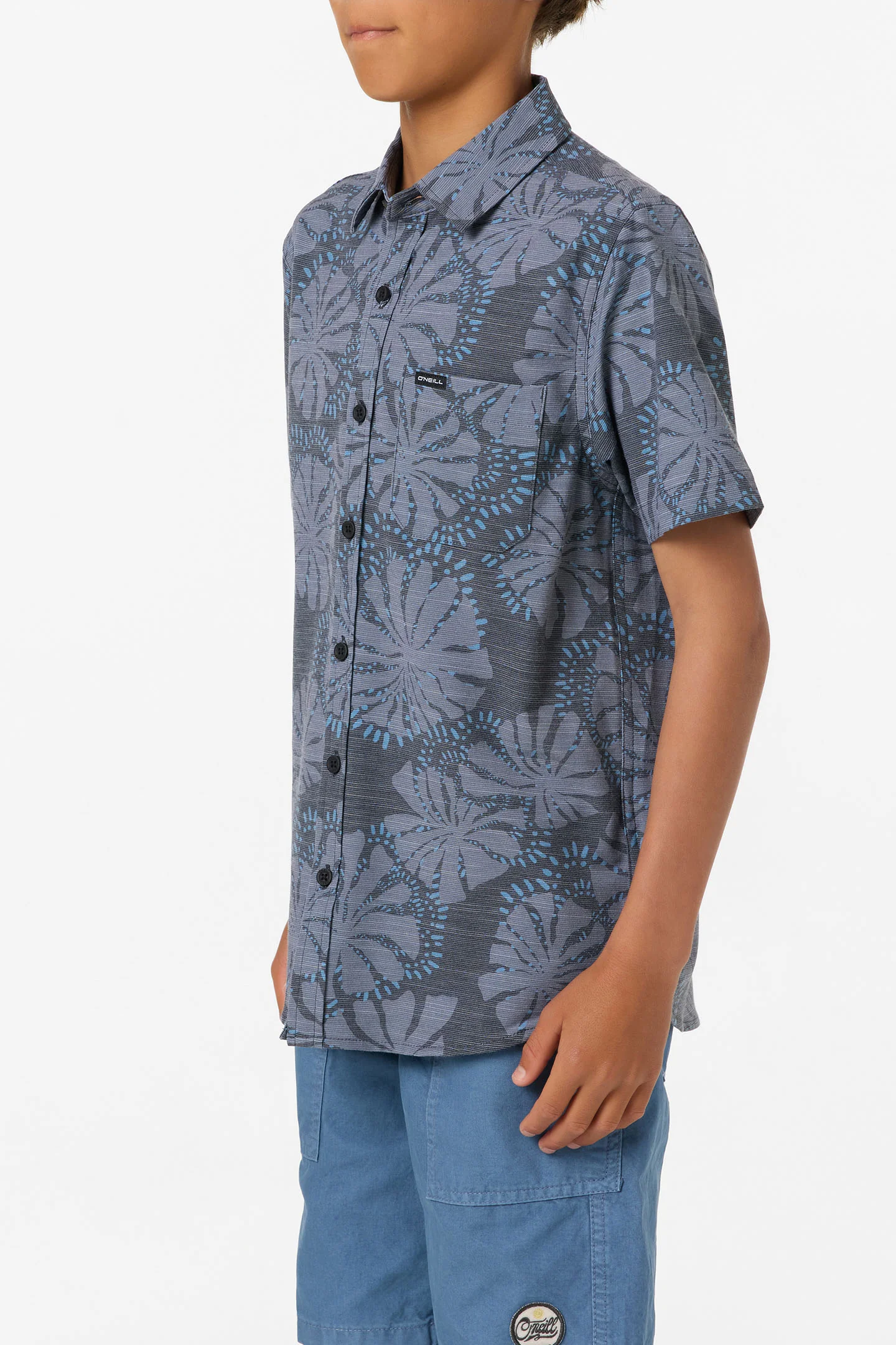 Boy's UPF Slub Standard Woven Shirt Button - Image 3