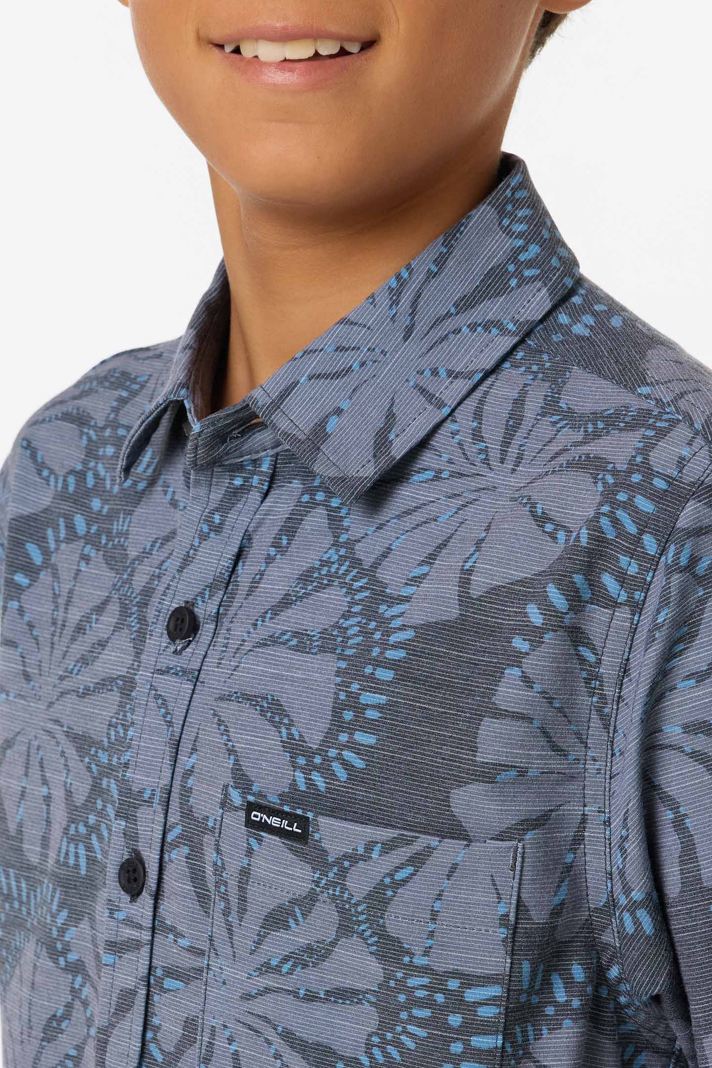 Boy's UPF Slub Standard Woven Shirt Button - Image 5